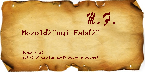 Mozolányi Fabó névjegykártya